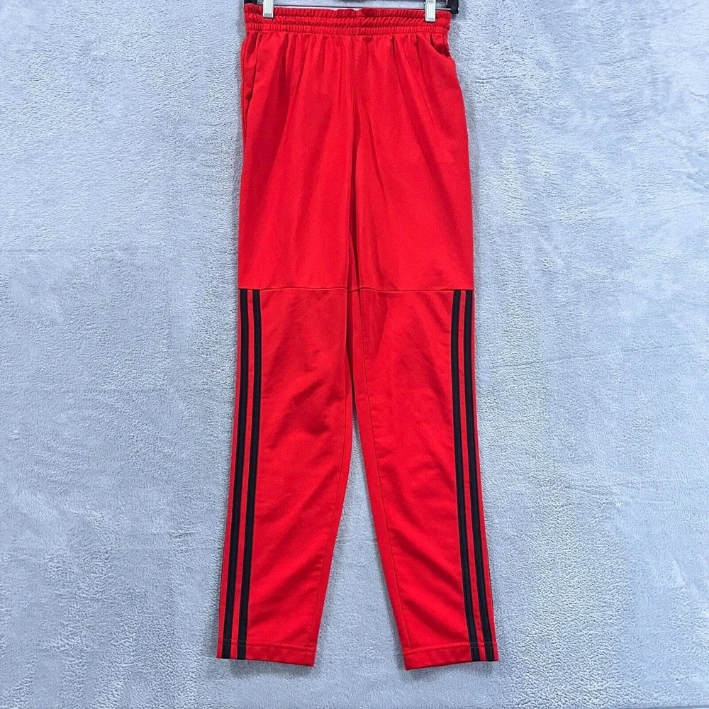 Adidas Track Pants Men's Small Solid‎ Red Snap Athletic Tapered